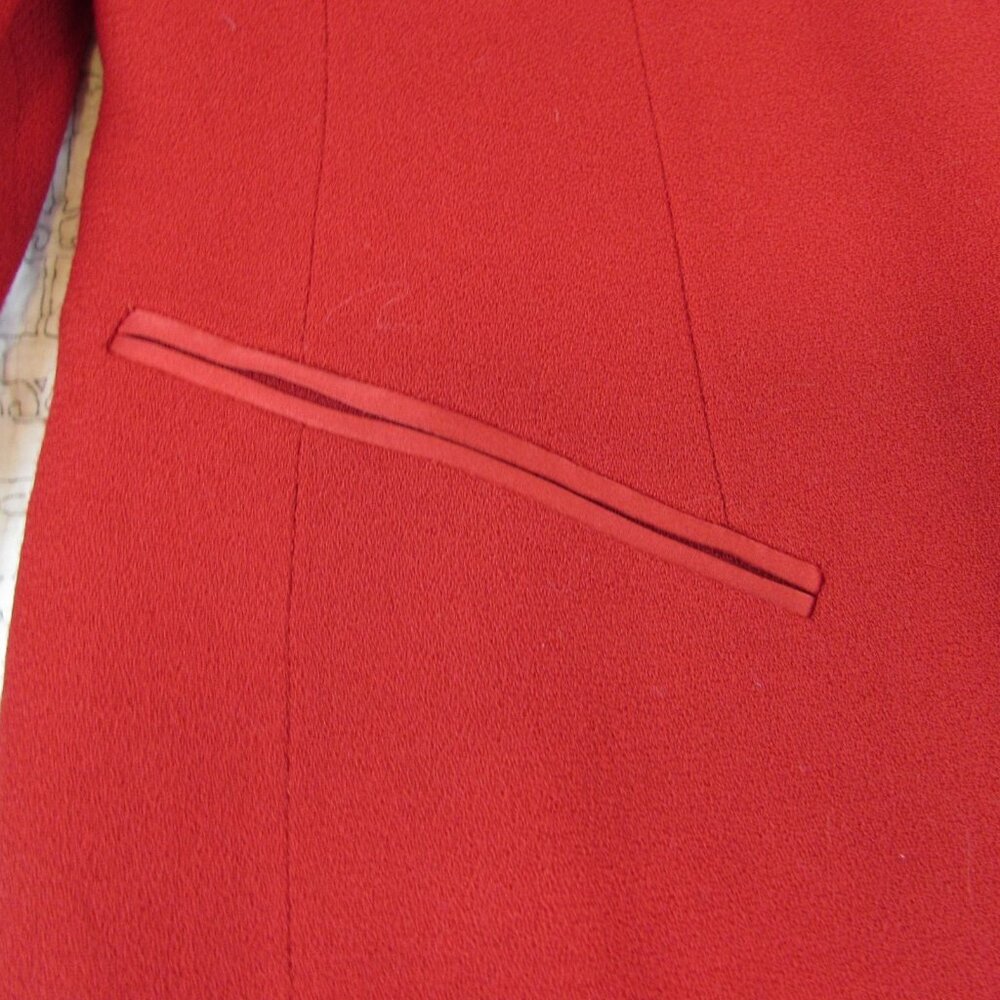 Vtg Christian Dior Women's Red Skirt Suit Skirt and Collarless Blazer Suit Sz 4 - Picture 6 of 10
